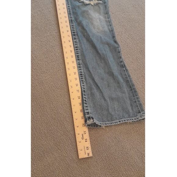 True Religion‎ Womens 32 Light Wash Blue Bootcut Distressed Ripped Jeans - Picture 10 of 16